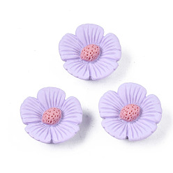 Lilac Opaque Resin Cabochons, Flower, Lilac, 21x20x9mm