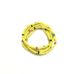 Желтый Бусины из стеклянного бисера на талию, желтые, 800 мм