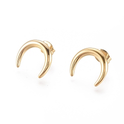 Золотой 304 из нержавеющей стали серьги, с уха орехов, полумесяц / двойной рог, золотые, 14.5x12.5x1.5 мм, контактный: 0.6 мм, 6pairs / карты