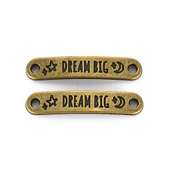 Antique Bronze Alloy Connector Charms, Cadmium Free & Lead Free, Oval, Antique Bronze, 30x6x1.5mm, Hole: 1.8mm
