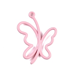 Pink Подвески из сплава краски для выпечки, бабочка, розовые, 26x19x2 мм, отверстие : 2 мм
