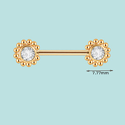 Золотой 304 Кольца для сосков из нержавеющей стали с кристаллами и стразами, золотые, 7.77 мм