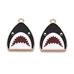 Черный Подвески из эмали и сплава, без свинца и без кадмия, очарование акулы, золотые, чёрные, 28x21.5x1.5 мм, отверстие : 2 мм