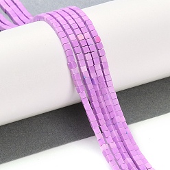 Фиолетовый Природный агат бисер нитей, окрашенные, кубические, фиолетовые, 2x2x2 мм, отверстие : 1 мм, около 150 шт / нитка, 15.08 дюйм (38.3 см)