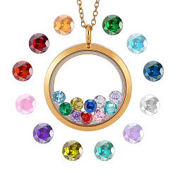 Золотой Комплекты украшений для самодельных медальонов и ожерелий, в том числе 304 подвески-медальоны из нержавеющей стали и ожерелья из цепочек, кубического циркония кабошоны, золотые, 36.5x30x6.5 мм, отверстие : 5 мм, внутренний диаметр: 23 мм