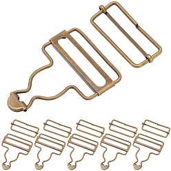 Antique Bronze 6Bags Adjustable Alloy Buckle, For Bib Pants, Antique Bronze, 64x52x4mm