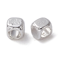 Silver Alloy Beads, Long-Lasting Plated, Square, Silver, 2x2x2mm, Hole: 1.2mm