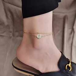 Плоский Круглый 316l браслеты из хирургической нержавеющей стали для женщин, золотые, плоско-круглые, 7-1/2 дюйм (190 мм)