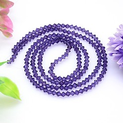 Midnight Blue Faceted Imitation Austrian Crystal Bead Strands, Grade AAA, Bicone, Midnight Blue, 8x8mm, Hole: 0.9~1mm, about 50pcs/strand, 15.7 inch
