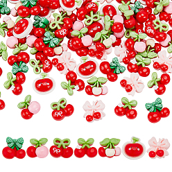 Mixed Color 70Pcs 7 Colors Opaque Resin Cabochons, Cherry, Mixed Color, 13~16x15~16mm, 10pcs/color