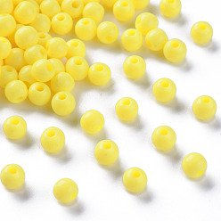 Yellow Opaque Acrylic Beads, Round, Yellow, 6x5mm, Hole: 1.8mm, about 4400pcs/500g