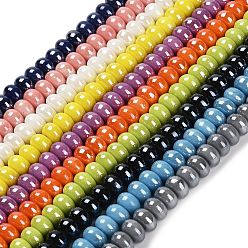 Разноцветный Фарфоровые бусины-рондели, красочный, 8.5x5.5 мм, отверстие : 1.8 мм, около 55 шт / нитка, 28~30 см