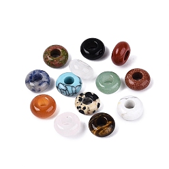 Смешанные камни Европейские бусины из натуральных и синтетических драгоценных камней, гладкая рондель, бусины с большим отверстием, 10x4.5~5 мм, отверстие : 4 мм