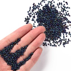 Prussian Blue 12/0 Glass Seed Beads, Iris Round, Prussian Blue, 2mm, Hole: 1mm, about 30000pcs/pound