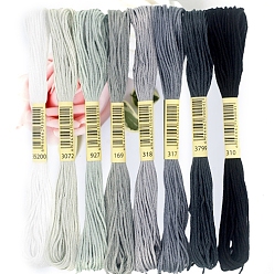 Gray 6-Ply Polycotton Embroidery Floss, Cross Stitch Threads, Gray, 0.8mm, 8bundle/set
