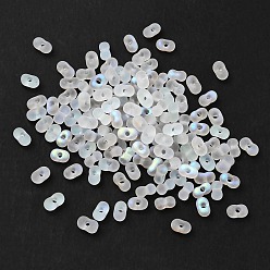 Белый Стеклянный матовый бисер, арахис, с покрытием AB цвета, белые, 6x3.5x3 мм, отверстие : 1 мм, около 100 шт / упаковка