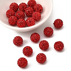 Красный Бусины с класс А стразами, pave disco бусины, cmолы и каолина, круглые, красные, С. 11 (1.7~1.8 мм), 12 мм, отверстие : 1.5 мм