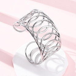 Нержавеющая Сталь Цвет Европейский и американский стиль 304 браслеты-манжеты из нержавеющей стали для женщин, полый, цвет нержавеющей стали, 1-1/4 дюйм (3.2 см), внутренний диаметр: 1-7/8 дюйм (4.9 см)