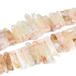 Цитрин Природный цитрин бисер нитей, сверху просверленные бусы, прямоугольные, 20~65x7~15x6~10 мм, отверстие : 2 мм, около 30~40 шт / нитка, 15.75 дюйм (40 см)