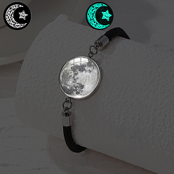 Другие Плоские круглые звенья из светящегося сплава стекла, браслеты из нейлонового шнура для пары друзей, платина, небо, 6-1/2 дюйм (16.5 см)