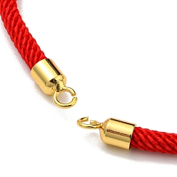 Red Nylon Cords Bracelet Makings Fit for Connector Charms, with Brass Findings and 304 Stainless Steel Lobster Claw Clasps, Long-Lasting Plated, Red, 6-1/2~6-3/4 inch(16.5~17cm), Hole: 1.8mm
