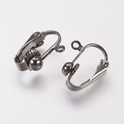 Gunmetal Brass Clip-on Earring Findings, Gunmetal, 17x14x7mm, Hole: 1mm