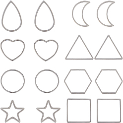 Нержавеющая Сталь Цвет 48 шт 8 стиль 201 и 304 соединительное кольцо из нержавеющей стали, разнообразные, цвет нержавеющей стали, 18~25.5x14~22x0.8~1 мм, 6 шт / стиль