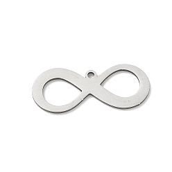Color de Acero Inoxidable 201 colgantes de acero inoxidable, infinito encantos, Corte con laser, color acero inoxidable, 11.5x27.5x1.5 mm, agujero: 1.5 mm