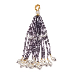 Indigo Grands pendentifs en perles de plastique, charme à pompons, indigo, 95~105x10~10.5x10~10.5mm, Trou: 6x4.5mm