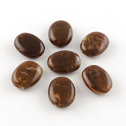 Кокосово-Коричневый Овальной имитация драгоценных камней акриловые бусины, кокосового коричневый, 19x15x7 мм, Отверстие : 2 мм , около 330 шт / 500 г
