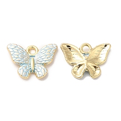 Голубой Подвески из эмали и сплава, долговечный, без кадмия, без никеля и без свинца, золотые, очарование бабочки, голубой, 13x17.5x2.5 мм, отверстие : 2 мм