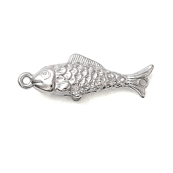 Нержавеющая Сталь Цвет 304 подвески из нержавеющей стали, рыбы прелести, цвет нержавеющей стали, 26x9x5.5 мм, отверстия : 1.2 mm и 1.1 мм