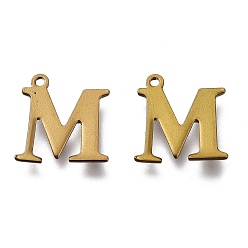 Letter M Вакуумное покрытие pvd 304 подвески из нержавеющей стали, лазерная резка, алфавит, античная бронза, letter.m, 12x11.5x0.8 мм, отверстие : 1 мм