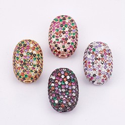 (52) Непрозрачная лаванда Латунные микро проложить кубического циркония бусы, долговечный, Плоско-овальные, разноцветные, 19x13x8 мм, отверстие : 2 мм