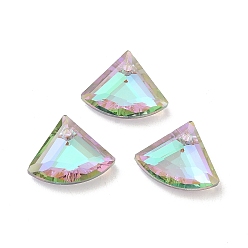 чертополох Гальваническим подвески стекла, с покрытием на задной стороне, граненые, веерообразный, чертополох, 12x15x5 мм, отверстие : 1.2 мм