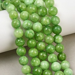 Lime Green Natural Dyed White Jade Beads Strands, Smooth Round, Lime Green, 8mm, Hole: 1mm, about 46pcs/strand, 14.96''(38cm)