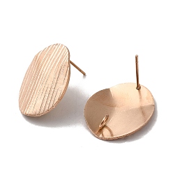 Розовое Золото Ионное покрытие (ip) 304 детали серег из нержавеющей стали, с вертикальной петлей, текстурированный овал, розовое золото , 20x16 мм, отверстие : 2.5 мм, штифты : 0.7 мм