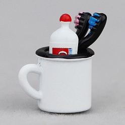 Белый Сплав зубная щетка зубная паста набор миниатюрные украшения, аксессуары для домашнего кукольного домика с микро-ландшафтом, притворяясь опорными украшениями, белые, 20 мм