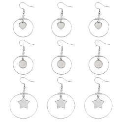 Stainless Steel Color Stainless Steel Dangle Earrings, Star, Stainless Steel Color, 24pcs/box