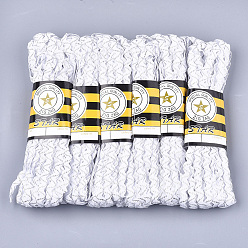 Белый Ленты из полипропиленового волокна, с золотым металлического корда, форма волны, белые, 7~8 мм, 15 двор / пачка, 6 расслоения / мешок