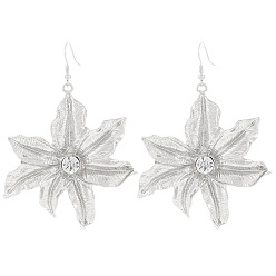 Серебро Болтаться серьги сплава горный хрусталь, цветок, серебряные, 78x56 мм