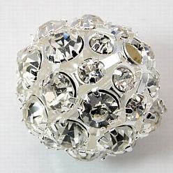 Прозрачный Латунные бусины со стразами , класс А, круглые, прозрачные, 20 мм, отверстие : 2.5 мм