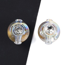 Прозрачный АВ Покрытие акриловыми бусинами со стразами, круглые, ясно AB, 17.5x17.5 мм, отверстие : 3 мм