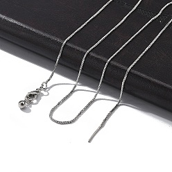 Платина 1мм стойка покрытие латунь коробка цепь регулируемый слайдер ожерелья для женщин мужчин, без кадмия и без свинца, 901 застежка из нержавеющей стали, долговечный, платина, 19.69 дюйм (50 см)