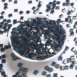 (TL455) Metallic Variegated Blue Iris Миюки тила бусины, японский бисер, 2-луночное, (tl 455) металлический пестрый синий ирис, 5x5x1.9 мм, Отверстие : 0.8 мм , около 590 шт / 50 г