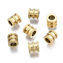 Echt 14 k vergoldet 316 chirurgische Edelstahlperlen, Kolumne, echt 14 k vergoldet, 6x6 mm, Bohrung: 3 mm