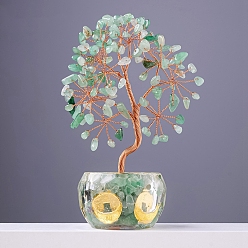 Авантюрин Украшение дисплея скульптуры из натурального авантюрина, для домашнего офисного стола, дерево, 57x140~170 мм