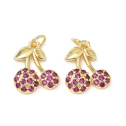 Настоящее золото 18K Латунные микро проложить кубического циркония подвески, стойки покрытие, черри прелести, без свинца и без кадмия, долговечный, с целью перехода в кольце, реальный 18 k позолоченный, 15x13x3.5 мм, отверстие : 3.2 мм