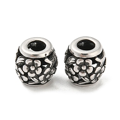 Antik Silber Farbe 316 chirurgische Edelstahlperlen, Blume, Antik Silber Farbe, 9.5x9.5 mm, Bohrung: 4 mm