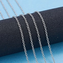 Stainless Steel Color 304 Stainless Steel Cable Chains, Soldered, Oval, Stainless Steel Color, 1.5x1.2x0.3mm